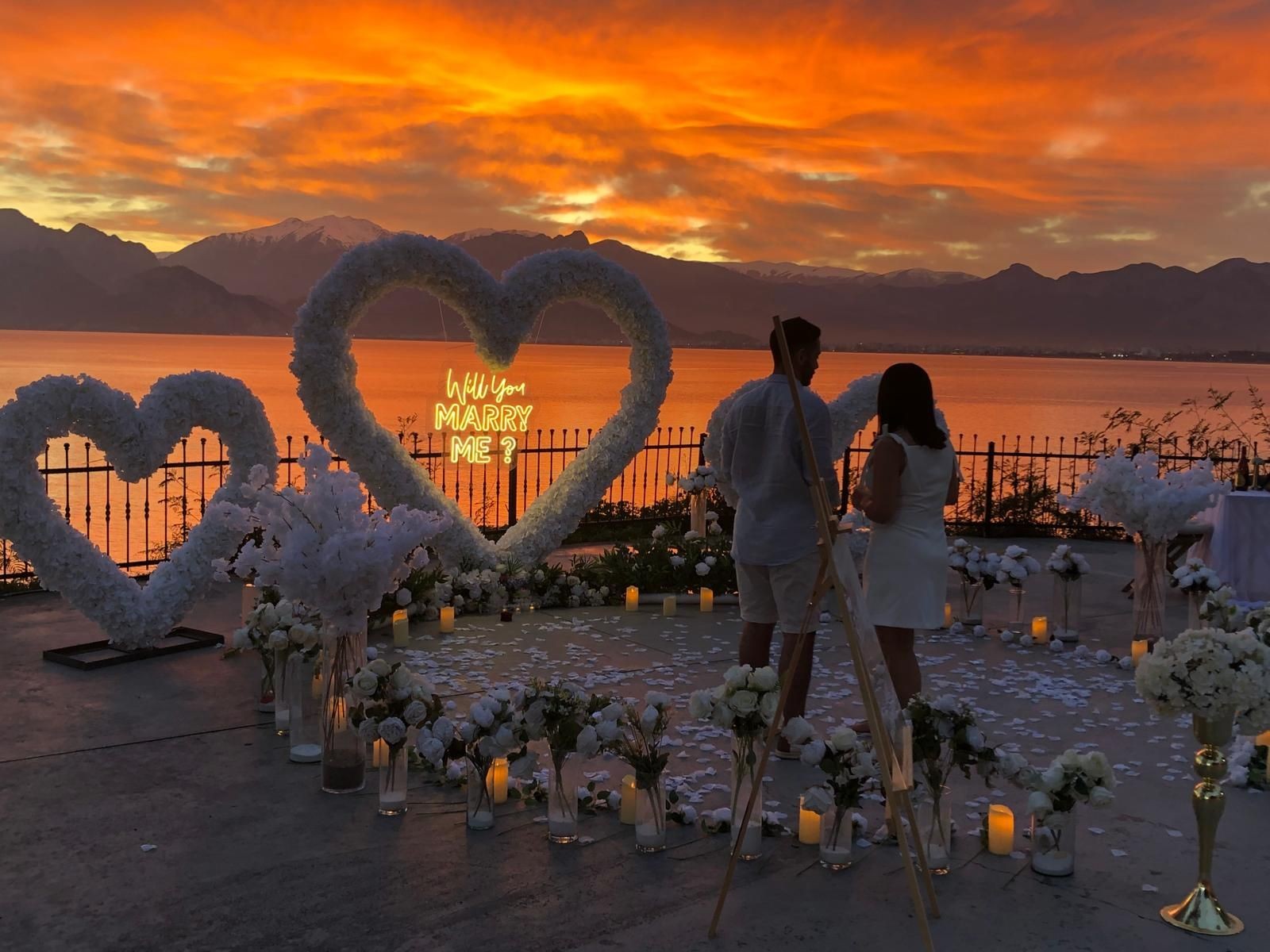 cliffside marriage proposal setup in lara Antalya